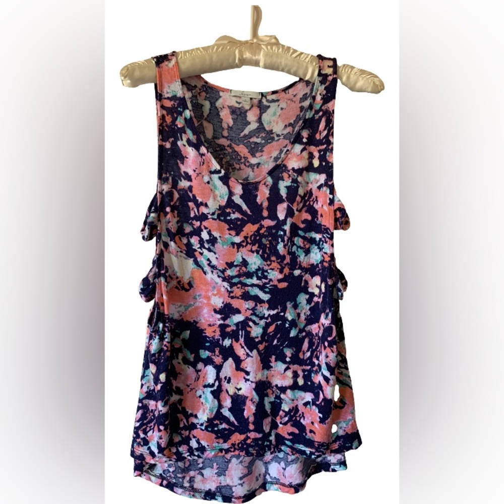 Floral boho tank cutout sides